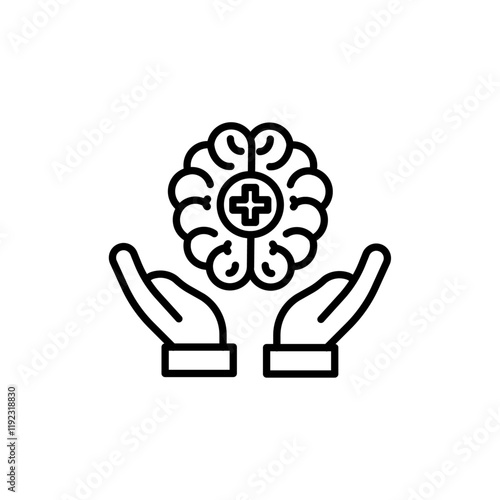 Mental health icon Thin line art isolated