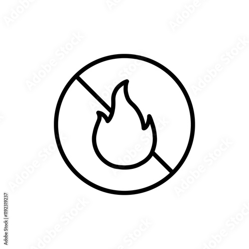 No fire icon Thin line art isolated