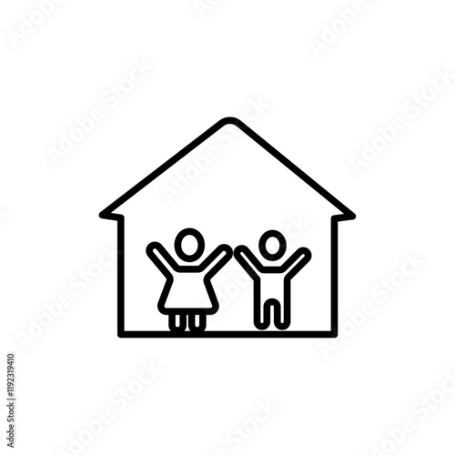 Orphanage house icon Thin line art isolated