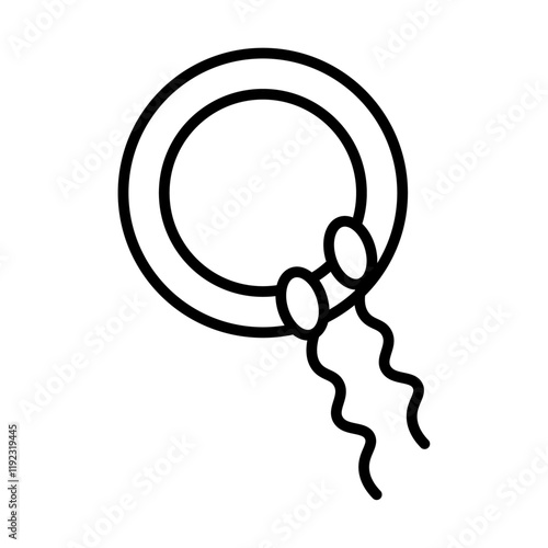 ovule being fertilized by sperm icon Thin line art isolated