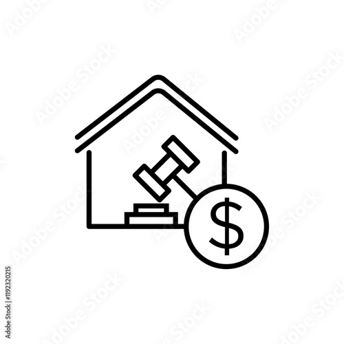 Real estate auction icon Thin line art isolated