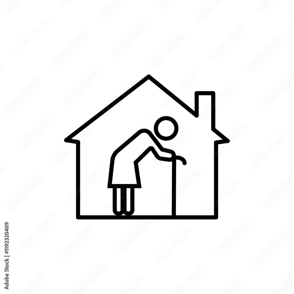 Retirement home icon Thin line art isolated Retirement home icon Thin line art isolated