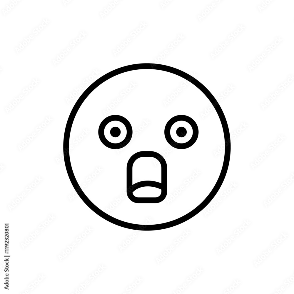 Fototapeta premium Shocked face icon Thin line art isolated