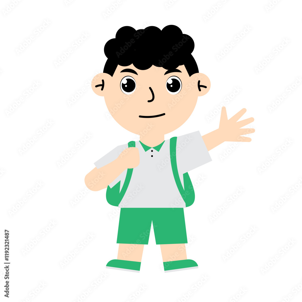 Male Student Using Uniform with Backpack Male Student Using Uniform with Backpack