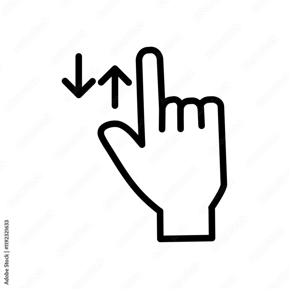 Swipe up and down icon Thin line art isolated Swipe up and down icon Thin line art isolated
