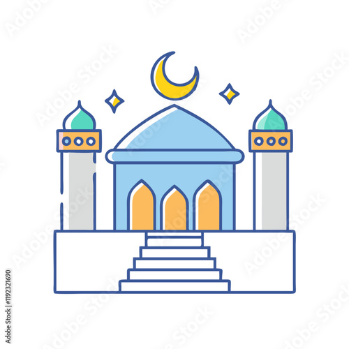 mosque courtyard vector icon, mosque courtyard vector illustration - simple illustration of mosque courtyard, perfect for mosque courtyard logos and icons