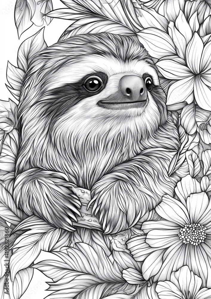 Obraz premium Sloth Coloring Pages