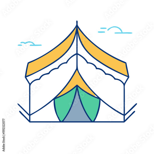 pilgrim s tent at mina vector icon, pilgrim s tent at mina vector illustration - simple illustration of pilgrim s tent at mina, perfect for pilgrim s tent at mina logos and icons