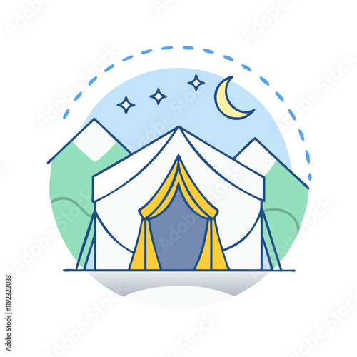 pilgrim s tent at mina vector icon, pilgrim s tent at mina vector illustration - simple illustration of pilgrim s tent at mina, perfect for pilgrim s tent at mina logos and icons