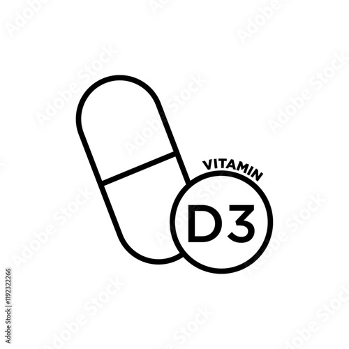 Vitamin D3 icon Thin line art isolated