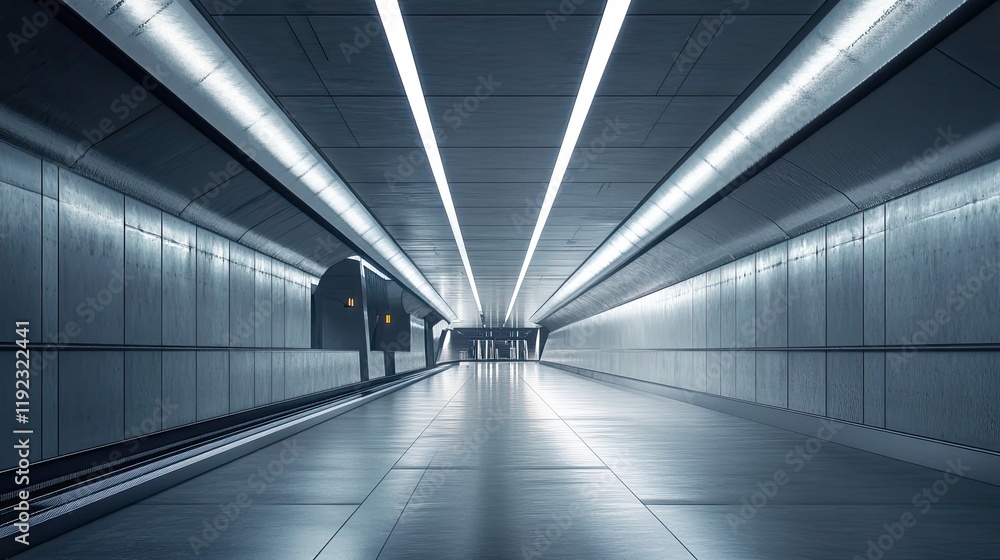 Futuristic Modern Tunnel Corridor Design With Bright Lighting Futuristic Modern Tunnel Corridor Design With Bright Lighting