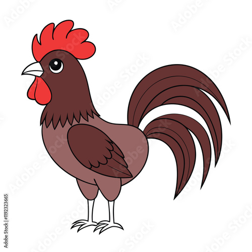  cute rooster vector black illustration