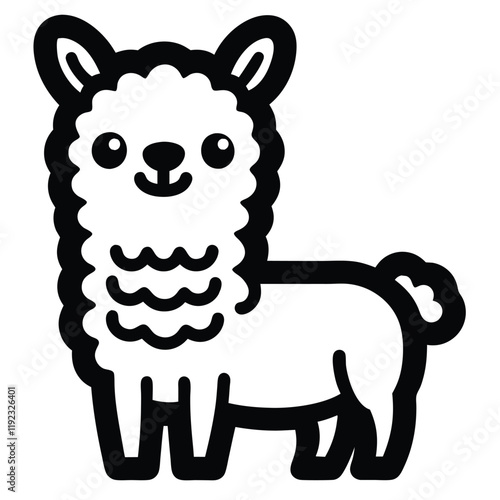   cute llama black vector 