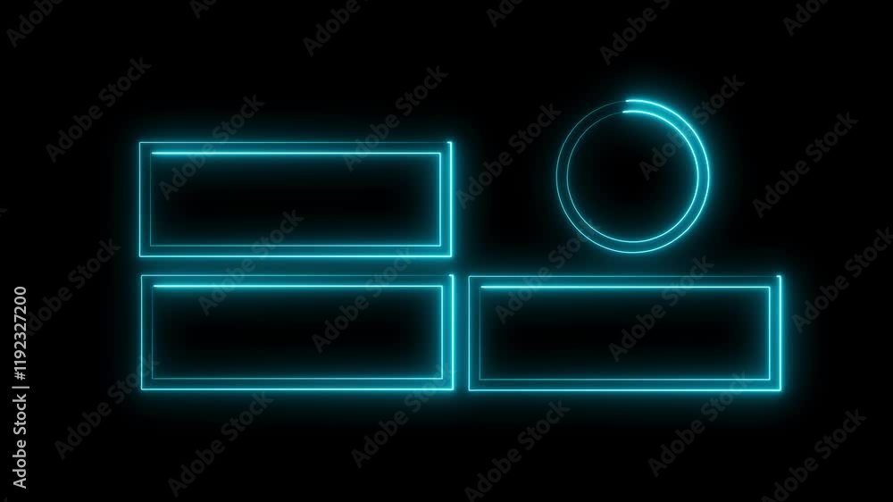 red color glowing Neon End Screen Frame Isolated animation On Black Background cyan color red color glowing Neon End Screen Frame Isolated animation On Black Background cyan color