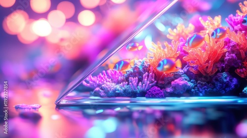 Vibrant Coral Reef with Colorful Fish in Dreamy Underwater Scene