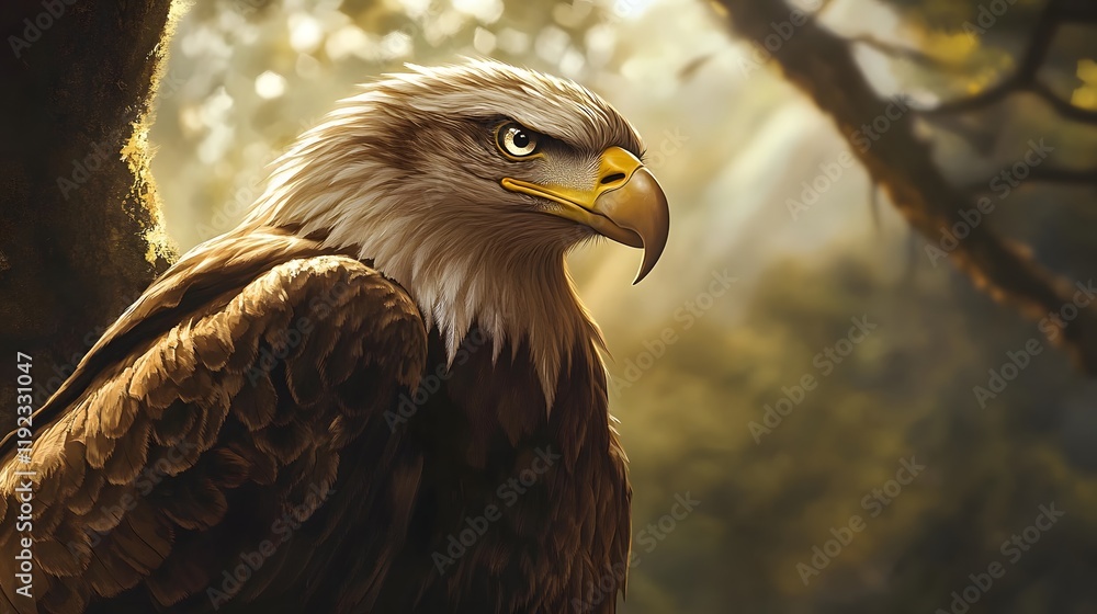 Fototapeta premium Eagle on the tree branch