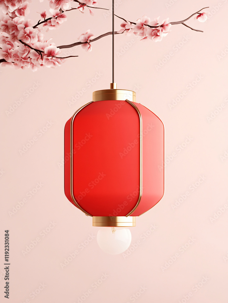 Obraz premium Isolated 3d red lantern on the background