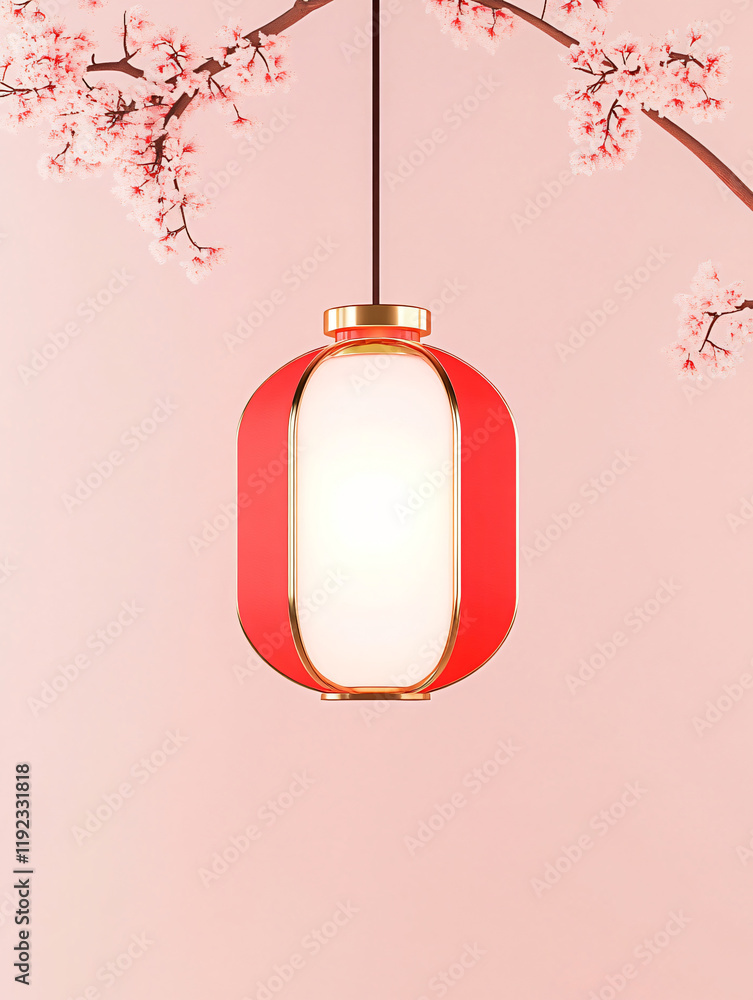 Obraz premium Isolated 3d red lantern on the background
