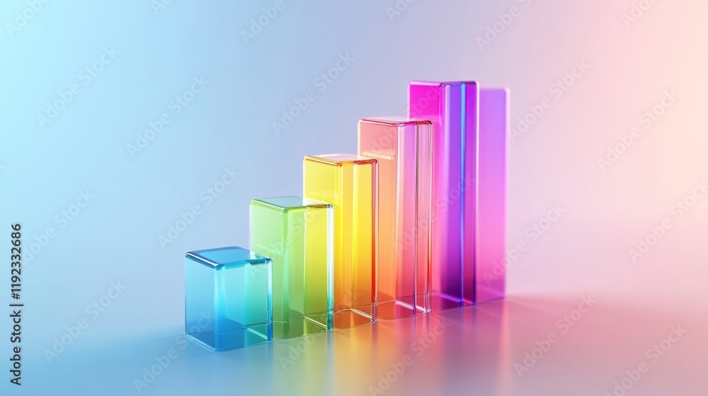 A clean, modern D bar graph with light reflections and sharp edges, showing market fluctuations in vivid colors with a sleek design A clean, modern D bar graph with light reflections and sharp edges, showing market fluctuations in vivid colors with a sleek design