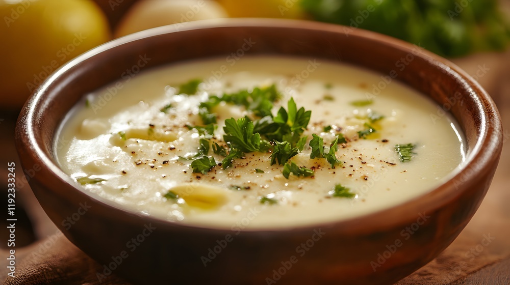 Creamy Potato Soup Garnished With Parsley Creamy Potato Soup Garnished With Parsley