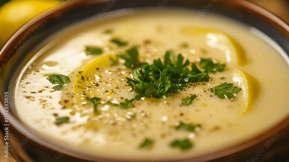 Creamy Lemon Soup with Parsley Garnish Creamy Lemon Soup with Parsley Garnish