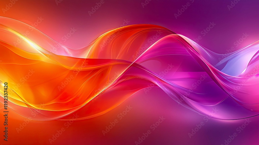 Naklejka premium Abstract Flowing Waves: Vibrant Orange, Pink, and Purple Gradient Background