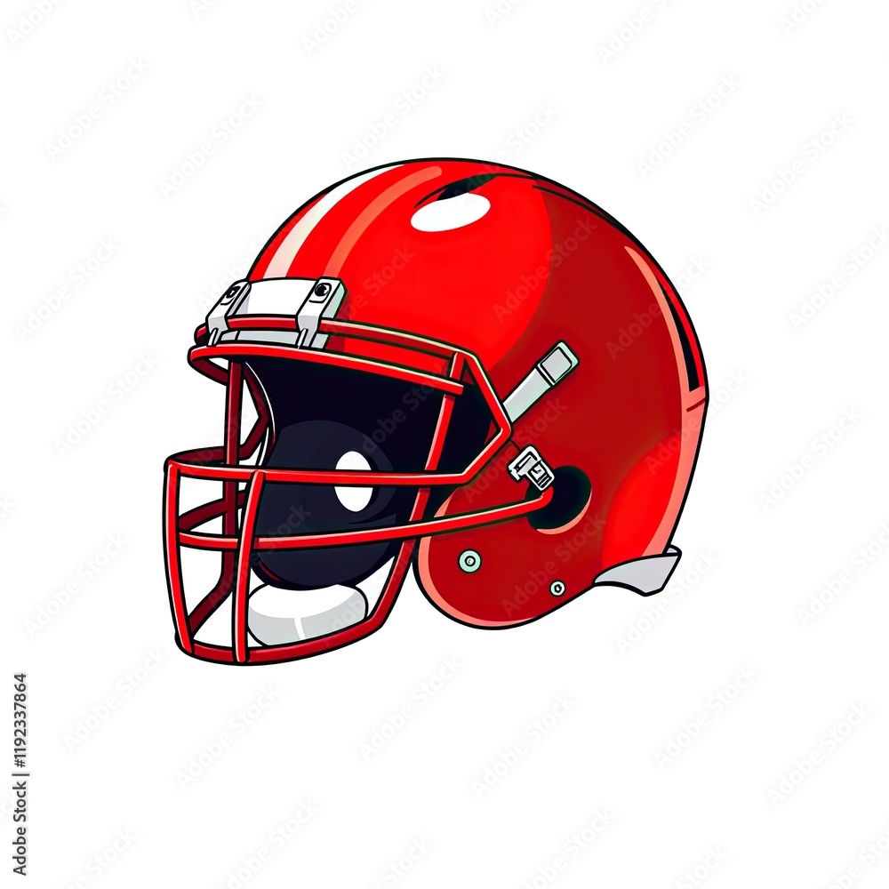 Naklejka premium A Red American Football Helmet Is Shown