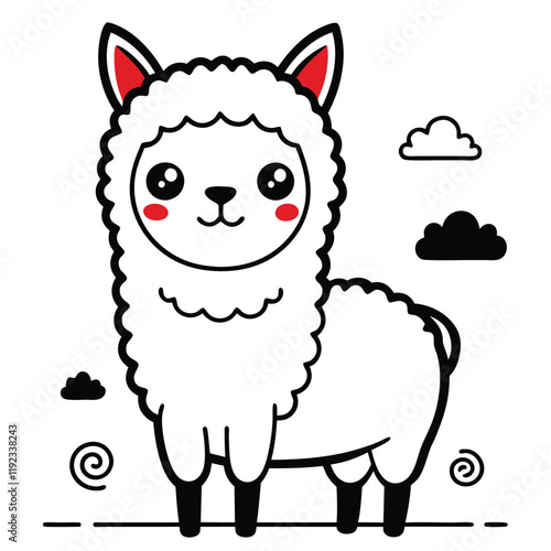 cute alpaca vector black silhouette 