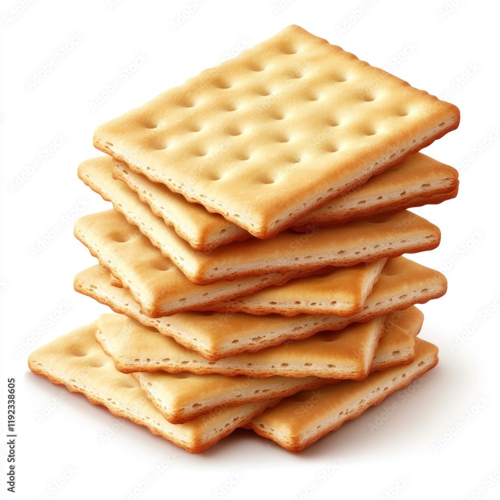 Stack of square, crispy crackers isolated on white background. (1) Stack of square, crispy crackers isolated on white background. (1)