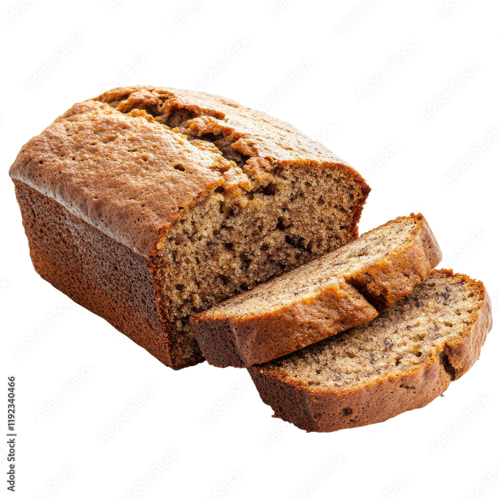 Delicious Banana Bread Loaf on transparent background. Delicious Banana Bread Loaf on transparent background.