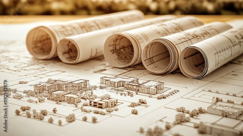 Architectural Blueprint: House Construction Plan & Design Drawings. Detailed Site & Building Model for Real Estate Development.