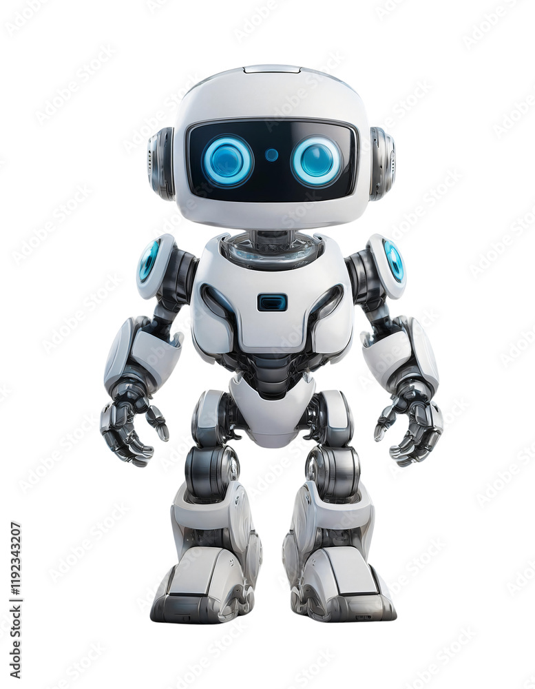 a friendly-looking robot designed with a sleek, futuristic aesthetic. The robot has a predominantly white body, accented with blue highlights that provide a playful and modern touch generative ai a friendly-looking robot designed with a sleek, futuristic aesthetic. The robot has a predominantly white body, accented with blue highlights that provide a playful and modern touch generative ai