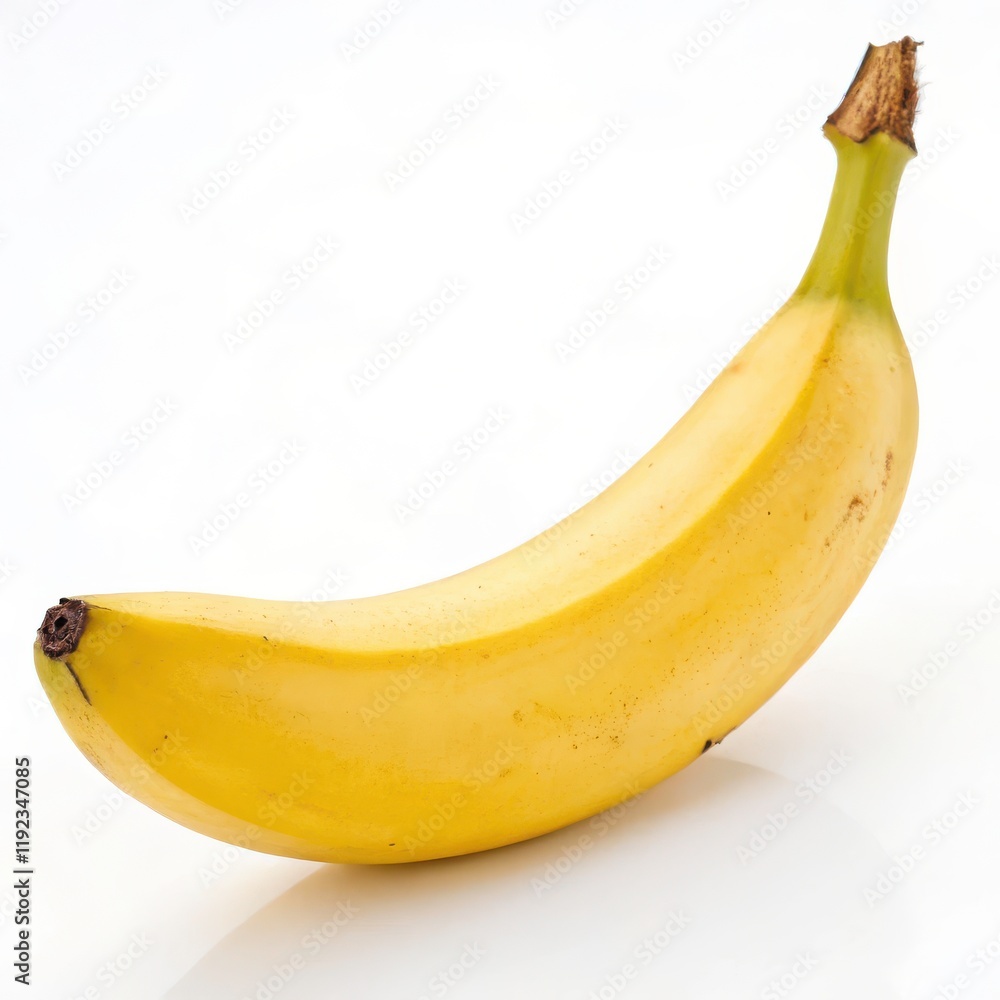 Single Ripe Banana Against a White Background Single Ripe Banana Against a White Background
