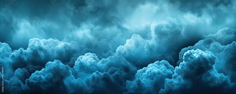 Naklejka premium Cloudy abstract background idea. Dramatic blue clouds in a moody atmosphere creating a serene and calming effect.