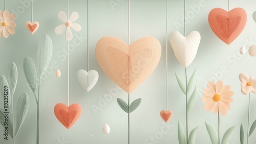 Delicate papercut hearts for valentine's day romantic decor studio setting soft colors high fidelity design