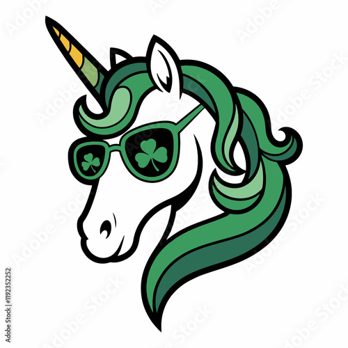 St. Patrick's Day Unicorn with Clover Sunglasses