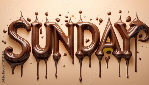 melting chocolate sunday 3d text with creamy texture