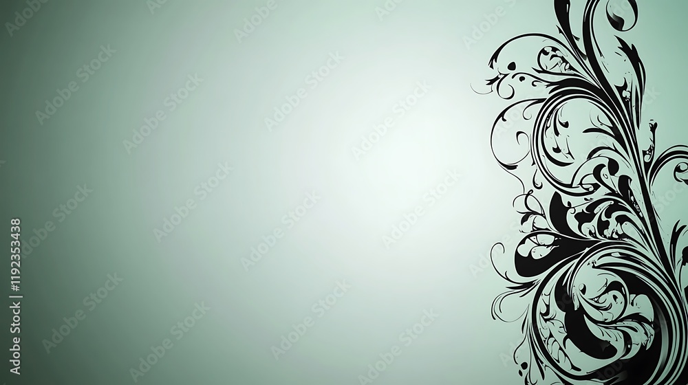 Elegant Black Floral Design on a Soft Green Background Elegant Black Floral Design on a Soft Green Background