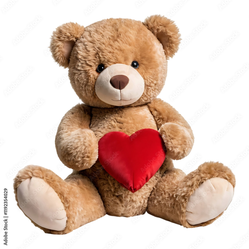 Obraz premium Adorable teddy bear with a red heart accent in a festive design