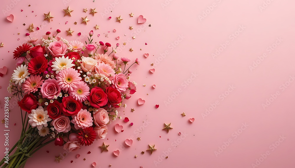 A vibrant bouquet of paper flowers, perfect for Valentine's Day. A vibrant bouquet of paper flowers, perfect for Valentine's Day.