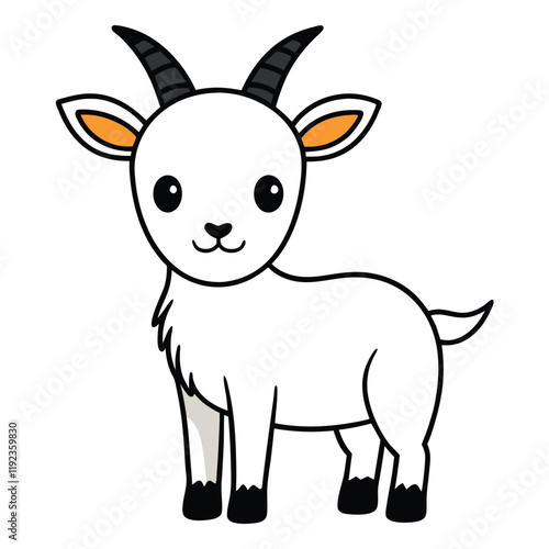 cute goat outline design for kids coloring book