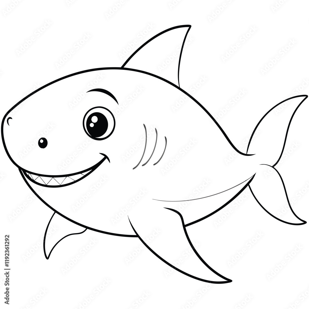 Fototapeta premium shark outline design for kids coloring book