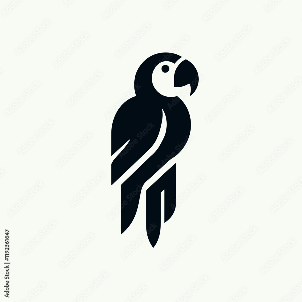 very simple flat and minimalist Macaw Hummingbird in black on a white background very simple flat and minimalist Macaw Hummingbird in black on a white background
