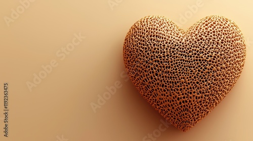 Abstract Orange Textured Heart Shape on Beige Background Valentine s Day Design photo