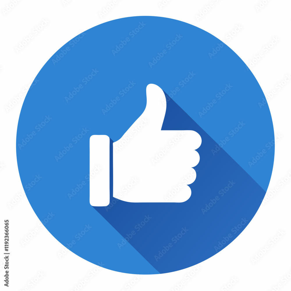 Thumbs-Up Icon in Blue Circle with Long Shadow Thumbs-Up Icon in Blue Circle with Long Shadow