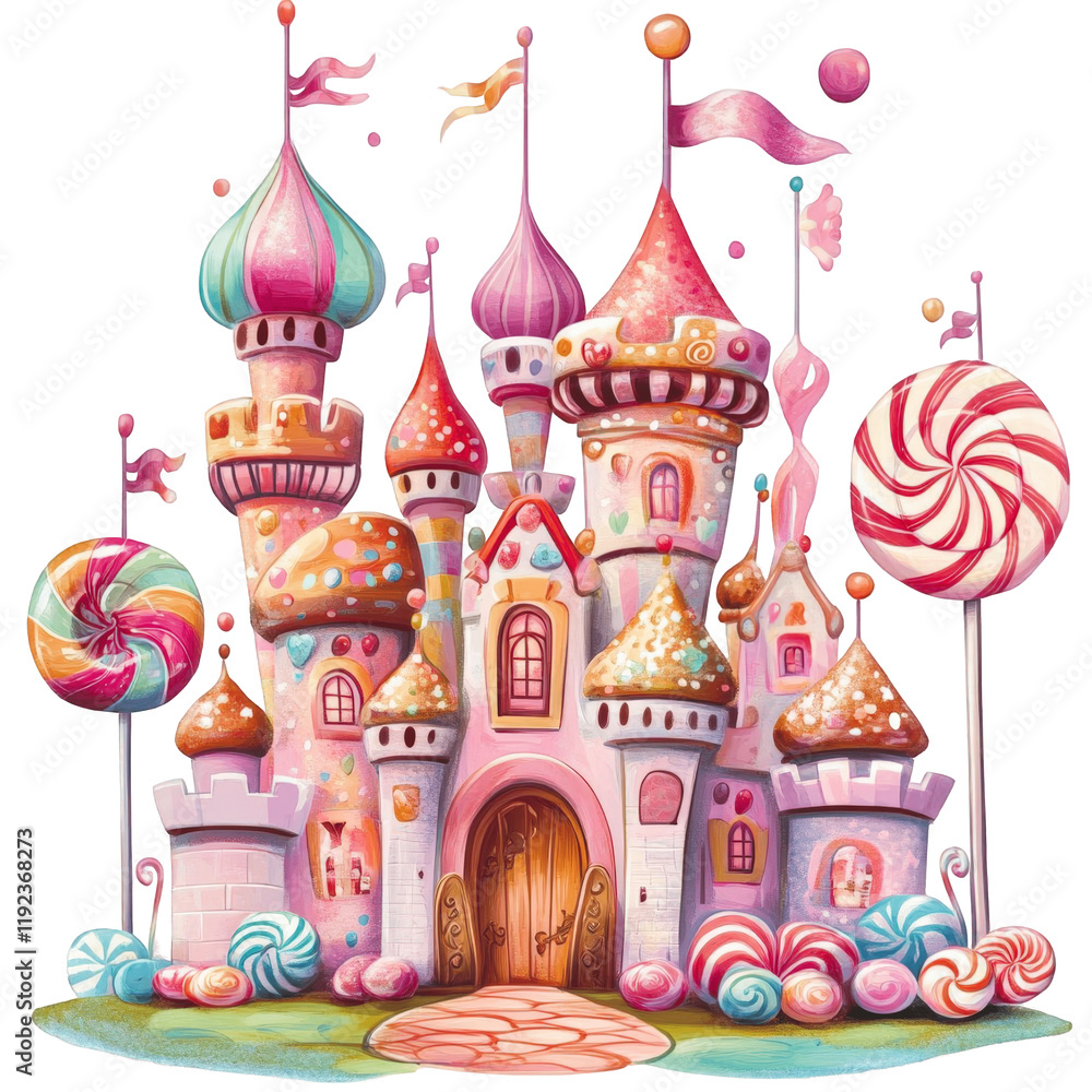 Whimsical Candy Castle with Colorful Lollipops and Sweet Treats Whimsical Candy Castle with Colorful Lollipops and Sweet Treats