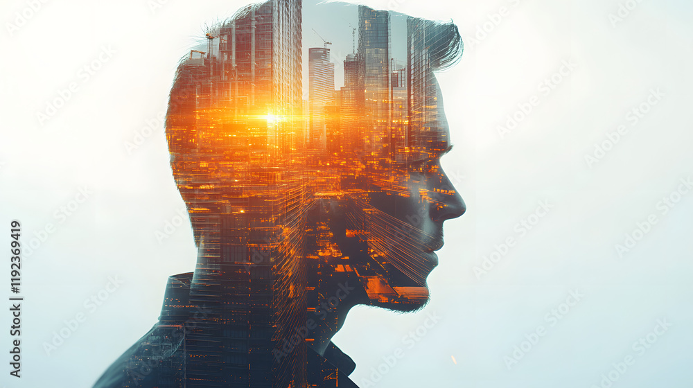 Future building construction engineering project devotion with double exposure graphic design. Building engineer, architect people or construction worker working with modern civil teamwork Future building construction engineering project devotion with double exposure graphic design. Building engineer, architect people or construction worker working with modern civil teamwork
