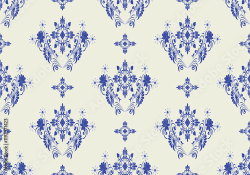 seamless damask floral  pattern design for fabric curtain wallpaper mattresses carpet floor bed sheet bolster pillow blanket ceramic tile background wrapping ornament