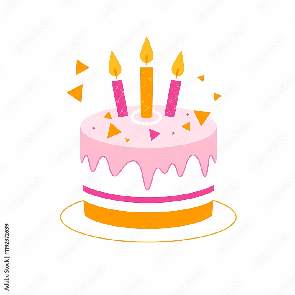 pink birthday cake with candle isolated on white background pink birthday cake with candle isolated on white background