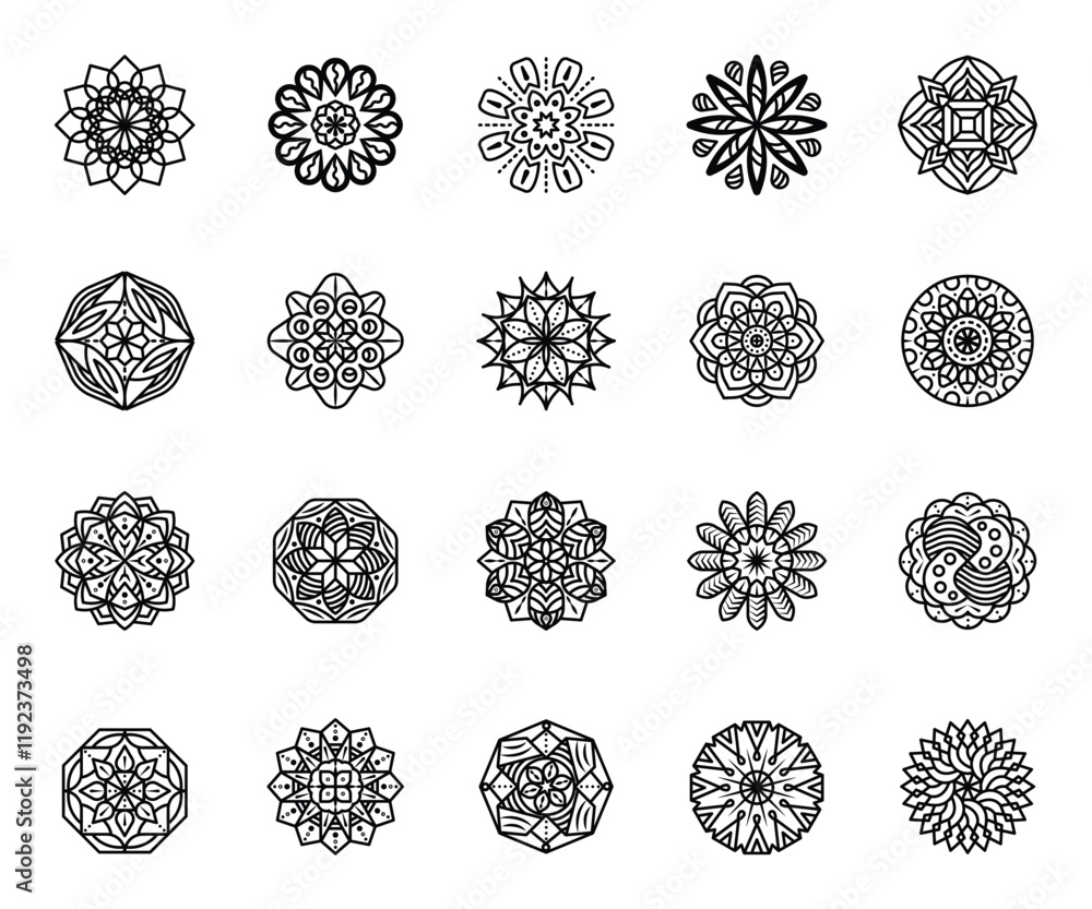 Vector Set of Decorative Patterns Mandala Illustrations Vector Set of Decorative Patterns Mandala Illustrations